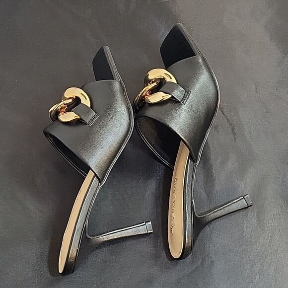 BRAND NEW SHOELAND SQUARE TOE SLIP-ON FOOT OPEN TOE GOLD CHAIN LINKING S… - Picture 13 of 15